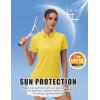 imageMAGCOMSEN Womens Polo Shirts UPF 50 Sun Protection 4 Buttons Casual Work Quick Dry Short Sleeve Collared Golf ShirtYellow