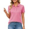 imageMAGCOMSEN Womens Polo Shirts UPF 50 Sun Protection 4 Buttons Casual Work Quick Dry Short Sleeve Collared Golf ShirtPink