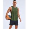 imageMAGCOMSEN Mens Tank Top Sleeveless Muscle Shirts Quick Dry Workout Gym Cut Off Shirt Lightweight Summer Bodybuilding TeeArmy Green