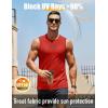 imageMAGCOMSEN Mens Tank Top UPF 50 Sleeveless Shirts Gym Workout Muscle Shirt Cotton Lightweight Cooling Summer Tank Top for Swim Tomato Red 2XL