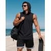 imageMAGCOMSEN Mens UPF 50 Sleeveless Hoodie Sun Protection Cooling Muscle Tank Top for Workout Gym FitnessBlack