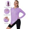 imageMAGCOMSEN Womens UPF 80 Sun Protection Hoodie Shirt Long Sleeve Outdoor Hiking Fishing Rash Guard with PocketLightpurple