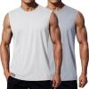 imageMAGCOMSEN 2 Pack Mens UPF 80 Tank Tops Quick Dry Workout Gym Sleeveless Muscle Shirts Cooling Summer Beach Swim ShirtLightgrayWhite