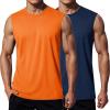 imageMAGCOMSEN 2 Pack Mens UPF 80 Tank Tops Quick Dry Workout Gym Sleeveless Muscle Shirts Cooling Summer Beach Swim ShirtNavyOrange