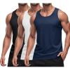 imageMAGCOMSEN 3 Pack Mens UPF 50 Tank Top Quick Dry Summer Workout Muscle Sleeveless Shirts for Swim Beach BodybuildingBlackWhiteNavy
