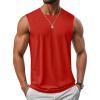 imageMAGCOMSEN Mens Tank Top UPF 50 Sleeveless Shirts Gym Workout Muscle Shirt Cotton Lightweight Cooling Summer Tank Top for Swim Tomato Red 2XL