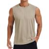 imageMAGCOMSEN Mens Tank Tops Moisture Wicking Workout Quick Dry Athletic Gym Muscle Running Sleeveless ShirtsKhaki