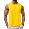 imageMAGCOMSEN Mens UPF 50 Tank Top Gym Workout Sleeveless Muscle Shirts Cooling Soft Cut Off Shirts Summer Sleeveless T Shirt Yellow S