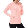 imageMAGCOMSEN Womens UPF 80 Sun Protection Hoodie Shirt Long Sleeve Outdoor Hiking Fishing Rash Guard with PocketLightpink