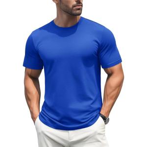 imageMAGCOMSEN Mens TShirts Short Sleeve Cotton Crew Neck Soft Breathable T Shirts Casual Plain Classic Summer TeesColor Blue