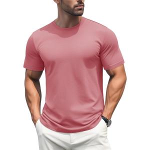 imageMAGCOMSEN Mens TShirts Short Sleeve Cotton Crew Neck Soft Breathable T Shirts Casual Plain Classic Summer TeesGrey Pink