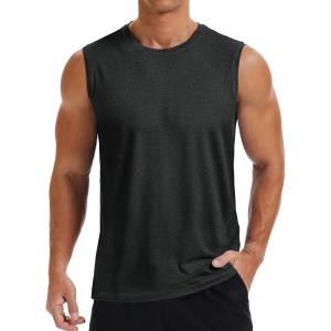imageMAGCOMSEN Mens Tank Tops Moisture Wicking Workout Quick Dry Athletic Gym Muscle Running Sleeveless ShirtsBlack