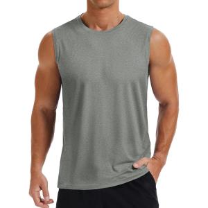 imageMAGCOMSEN Mens Tank Tops Moisture Wicking Workout Quick Dry Athletic Gym Muscle Running Sleeveless ShirtsGrey