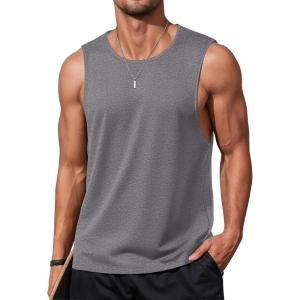 imageMAGCOMSEN Mens Tank Tops Workout Gym Sleeveless Shirts Moisture Wicking Breathable Muscle Shirt Casual Summer TanksDark Heather