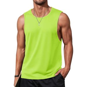 imageMAGCOMSEN Mens Tank Tops Workout Gym Sleeveless Shirts Moisture Wicking Breathable Muscle Shirt Casual Summer TanksFl Green