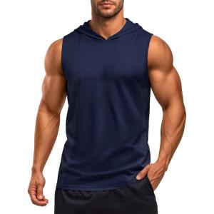 imageMAGCOMSEN Mens UPF 50 Sleeveless Hoodie Sun Protection Cooling Muscle Tank Top for Workout Gym FitnessNavy
