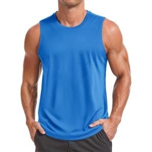 imageMAGCOMSEN Mens UPF 50 Sleeveless Shirts Quick Dry UV Protection Muscle Athletic Tank Top for Workout Swim Running GymAzure