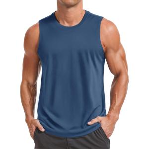 imageMAGCOMSEN Mens UPF 50 Sleeveless Shirts Quick Dry UV Protection Muscle Athletic Tank Top for Workout Swim Running GymBluegrey