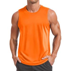 imageMAGCOMSEN Mens UPF 50 Sleeveless Shirts Quick Dry UV Protection Muscle Athletic Tank Top for Workout Swim Running GymFlorange