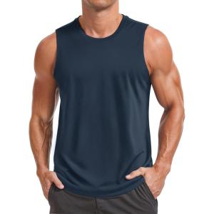 imageMAGCOMSEN Mens UPF 50 Sleeveless Shirts Quick Dry UV Protection Muscle Athletic Tank Top for Workout Swim Running GymNavy