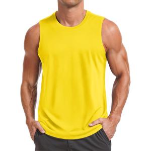 imageMAGCOMSEN Mens UPF 50 Sleeveless Shirts Quick Dry UV Protection Muscle Athletic Tank Top for Workout Swim Running GymYellow