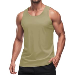 imageMAGCOMSEN Mens UPF 50 Tank Top Quick Dry Summer Workout Muscle Sleeveless Shirts for Swim Beach BodybuildingDull Cyan
