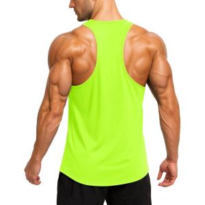 imageMAGCOMSEN Mens UPF 50 Tank Tops Y Back Quick Dry Workout Gym Sleeveless Muscle Shirts Summer Bodybuilding Cut Off ShirtFl Green