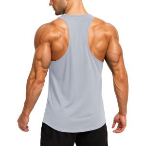 imageMAGCOMSEN Mens UPF 50 Tank Tops Y Back Quick Dry Workout Gym Sleeveless Muscle Shirts Summer Bodybuilding Cut Off ShirtLight Grey