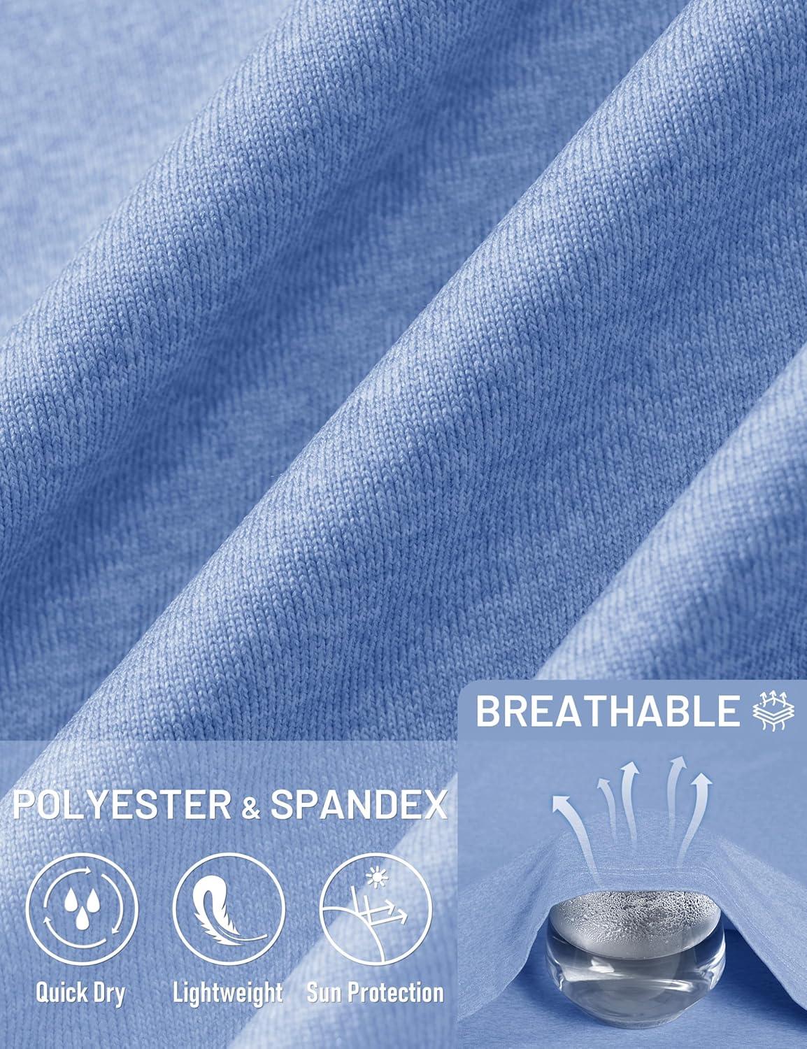 imageMAGCOMSEN Mens Hooded UPF 50 Sun Protection T Shirts Long Sleeve Athletic Fishing Shirts Rash GuardsLight Blue