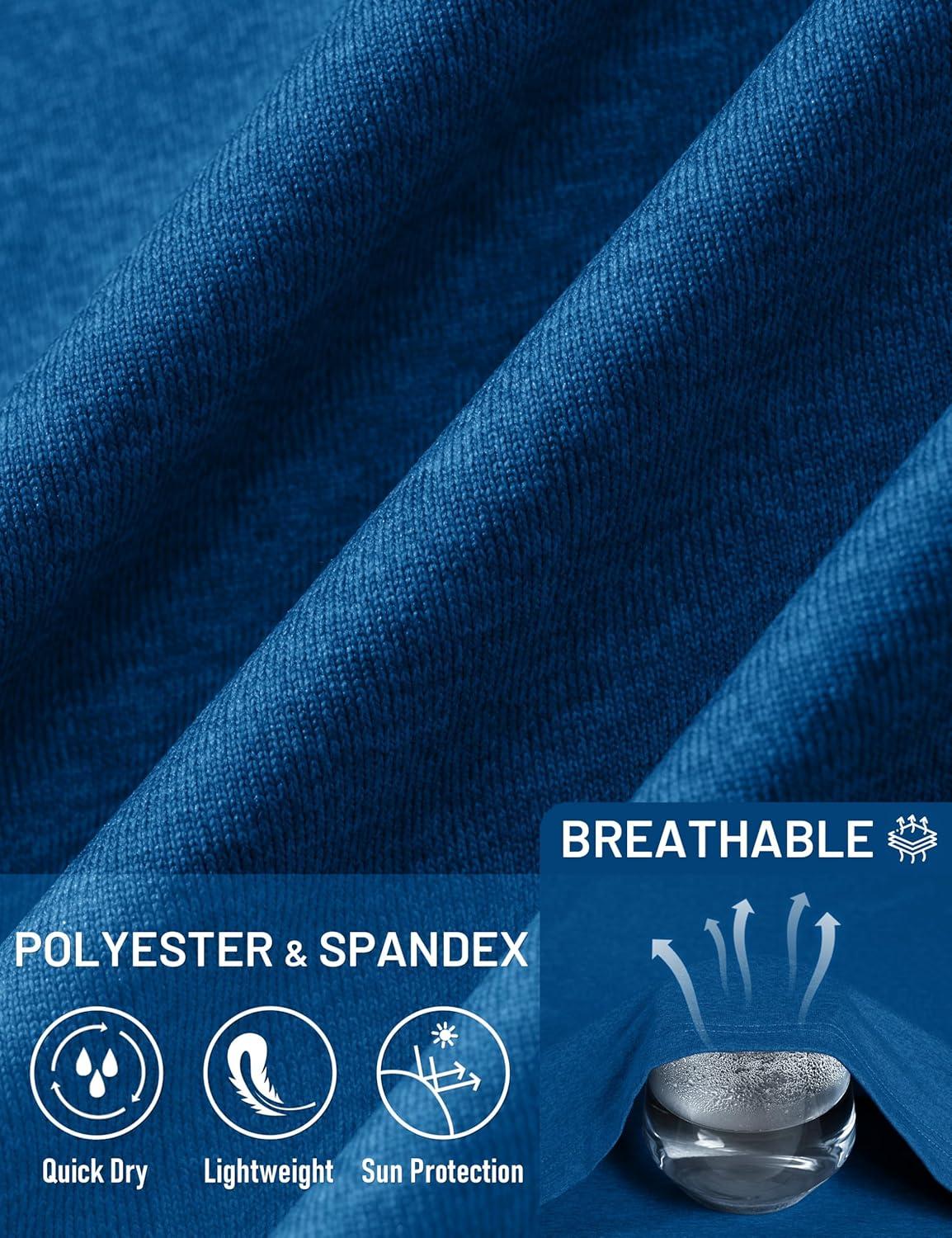 imageMAGCOMSEN Mens Hooded UPF 50 Sun Protection T Shirts Long Sleeve Athletic Fishing Shirts Rash GuardsMiddle Blue
