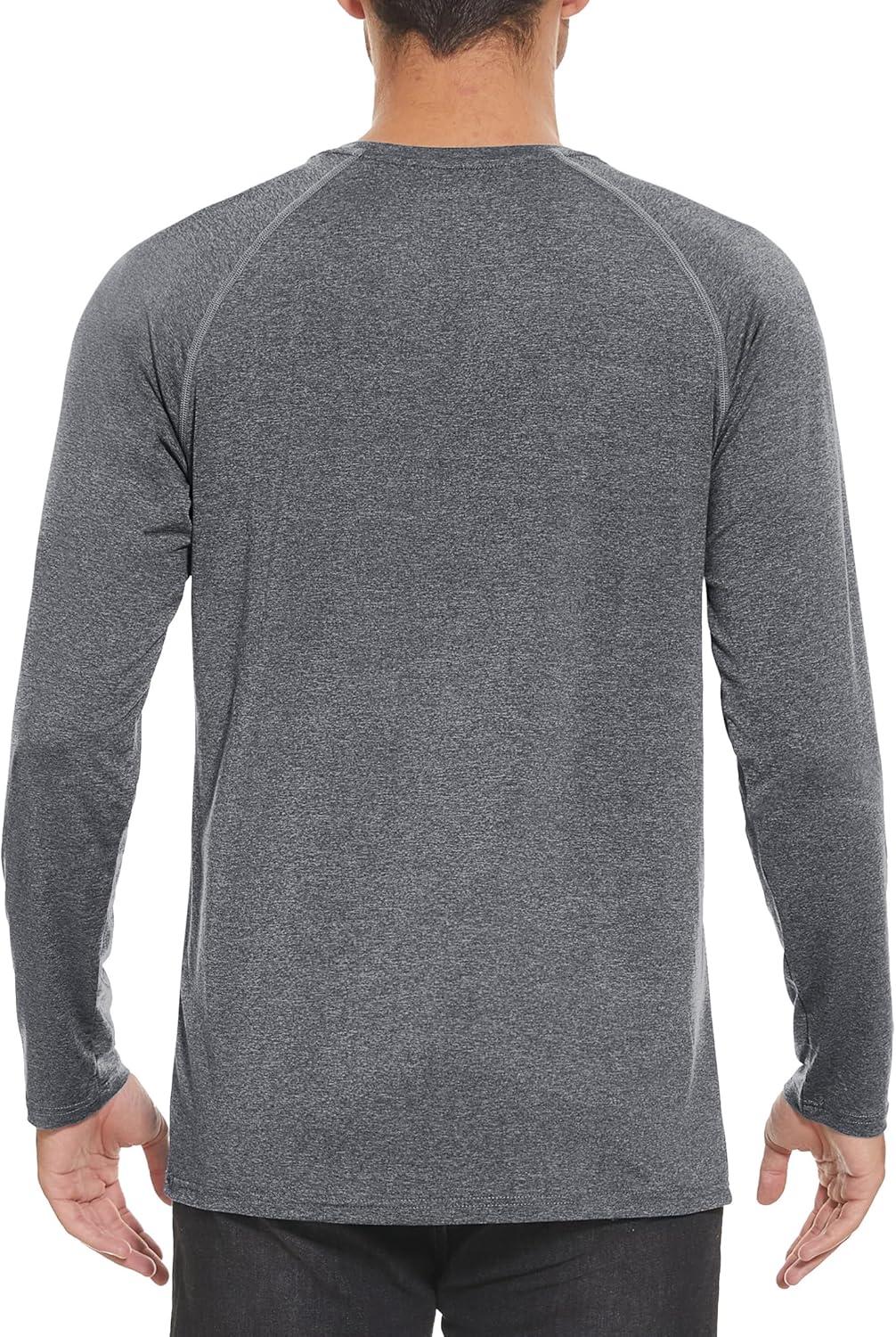 imageMAGCOMSEN Mens Long Sleeve Shirts UPF 50 UV Sun Protection Athletic Shirts for Hiking Running Workout Rash GuardDary Grey