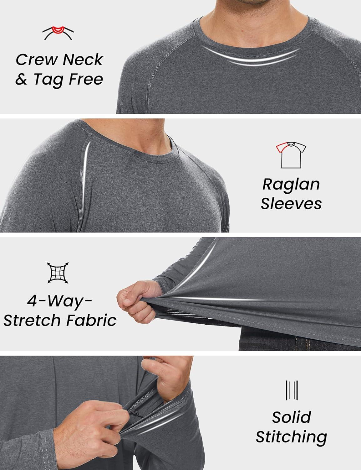 imageMAGCOMSEN Mens Long Sleeve Shirts UPF 50 UV Sun Protection Athletic Shirts for Hiking Running Workout Rash GuardDary Grey