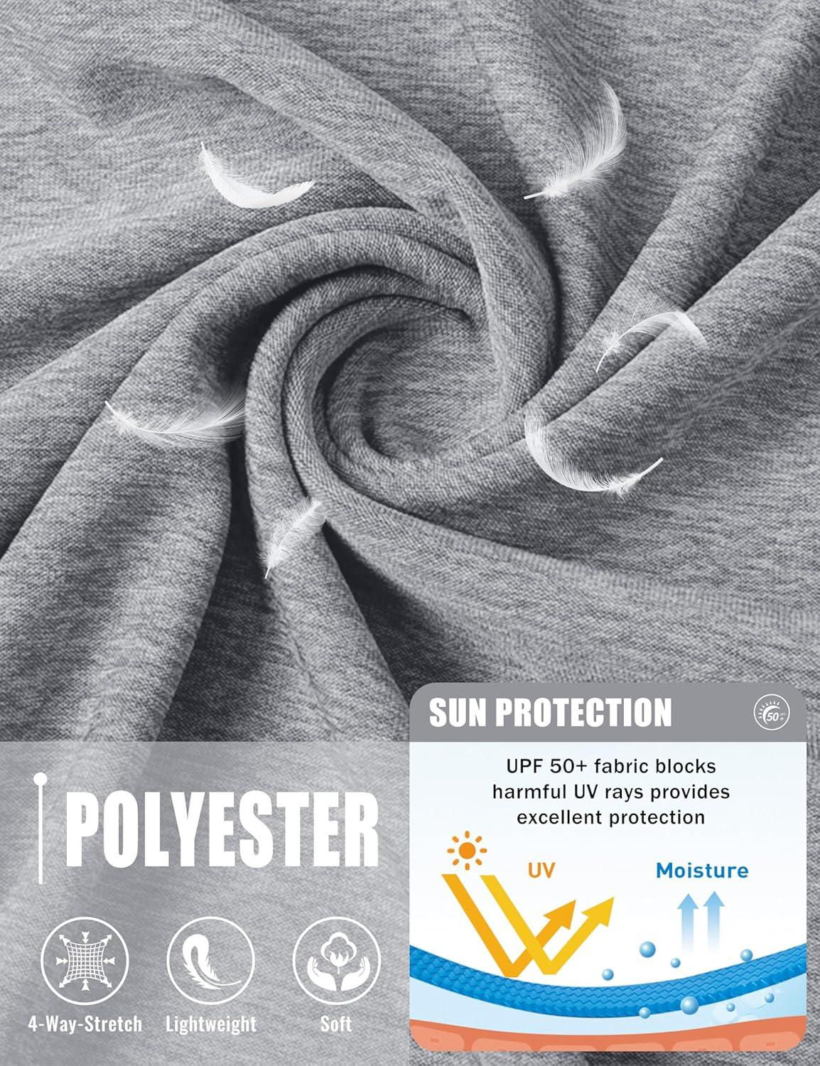 imageMAGCOMSEN Mens Long Sleeve Shirts UPF 50 UV Sun Protection Athletic Shirts for Hiking Running Workout Rash GuardLight Grey