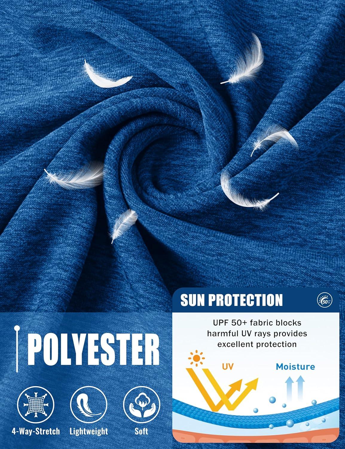 imageMAGCOMSEN Mens Long Sleeve Shirts UPF 50 UV Sun Protection Athletic Shirts for Hiking Running Workout Rash GuardMedium Blue