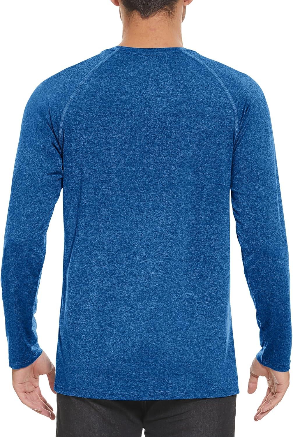 imageMAGCOMSEN Mens Long Sleeve Shirts UPF 50 UV Sun Protection Athletic Shirts for Hiking Running Workout Rash GuardMedium Blue