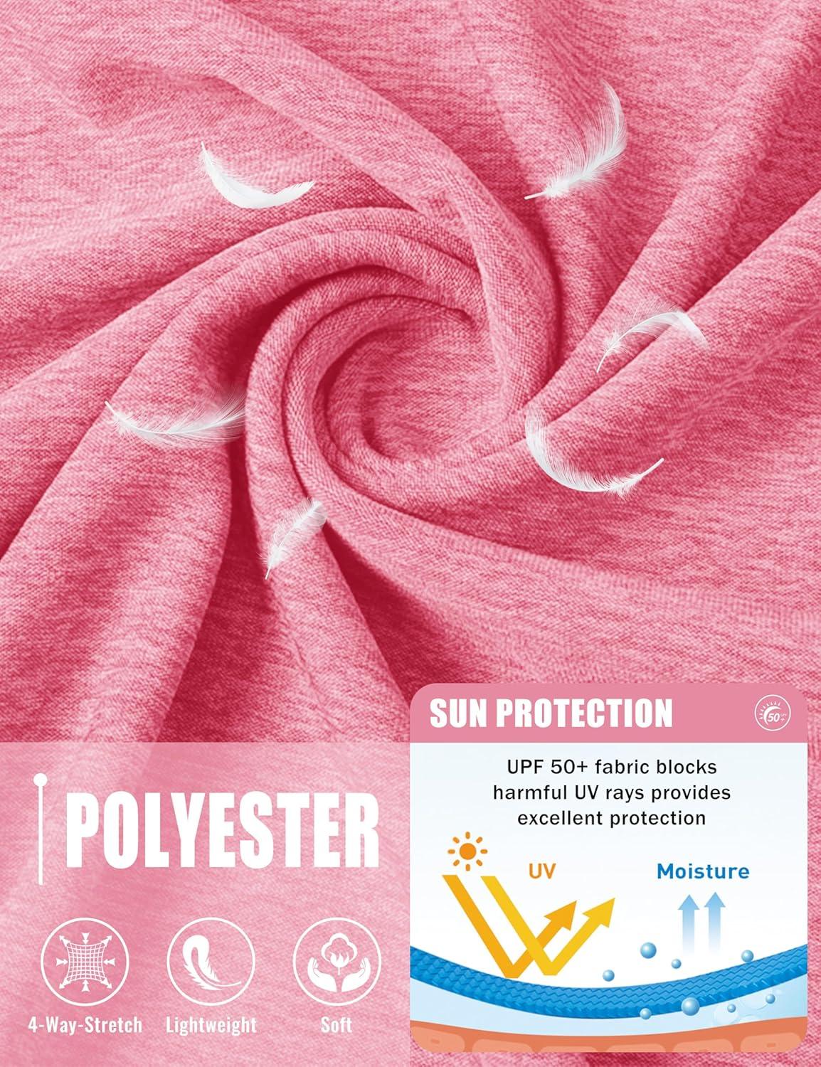 imageMAGCOMSEN Mens Long Sleeve Shirts UPF 50 UV Sun Protection Athletic Shirts for Hiking Running Workout Rash GuardPink