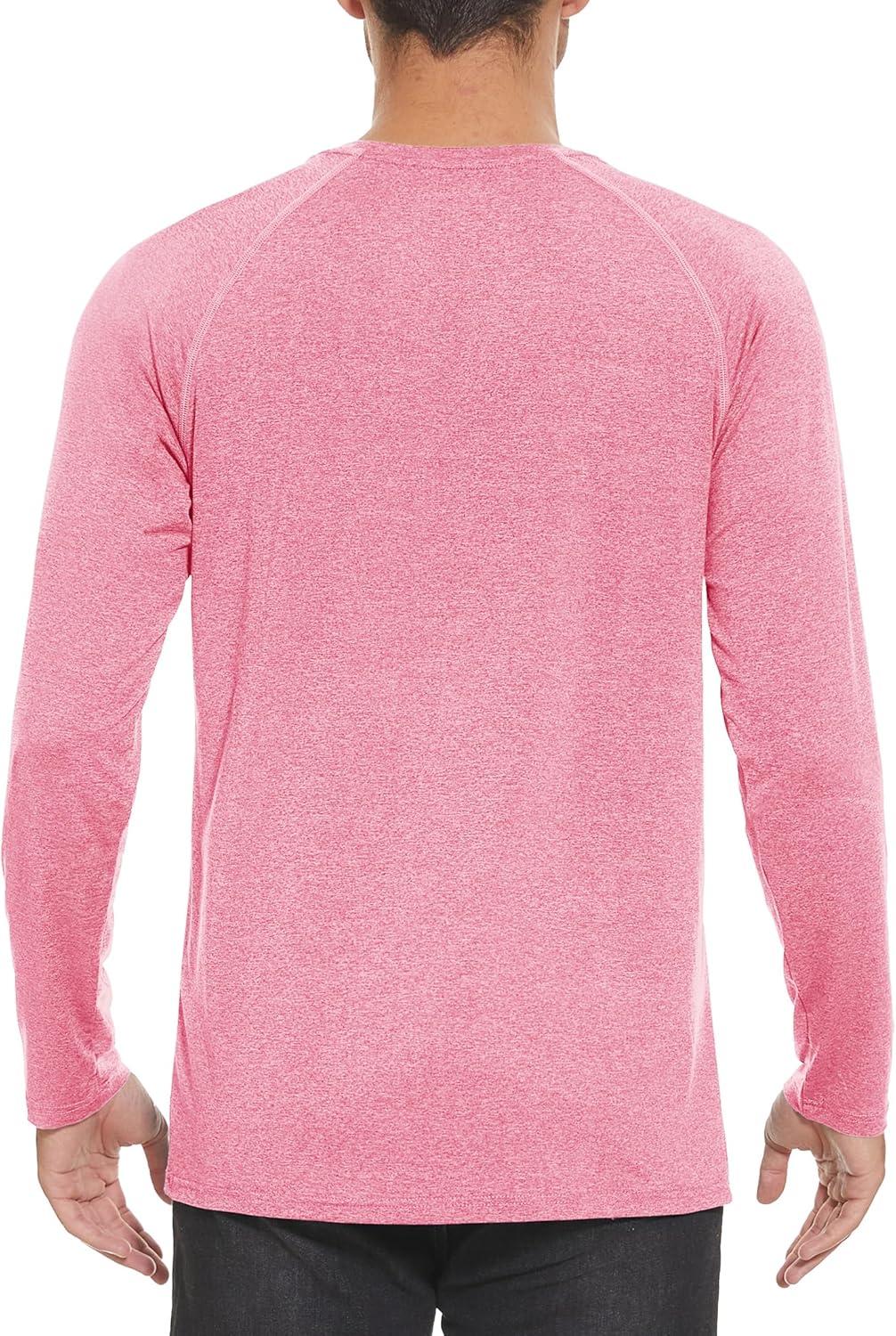 imageMAGCOMSEN Mens Long Sleeve Shirts UPF 50 UV Sun Protection Athletic Shirts for Hiking Running Workout Rash GuardPink