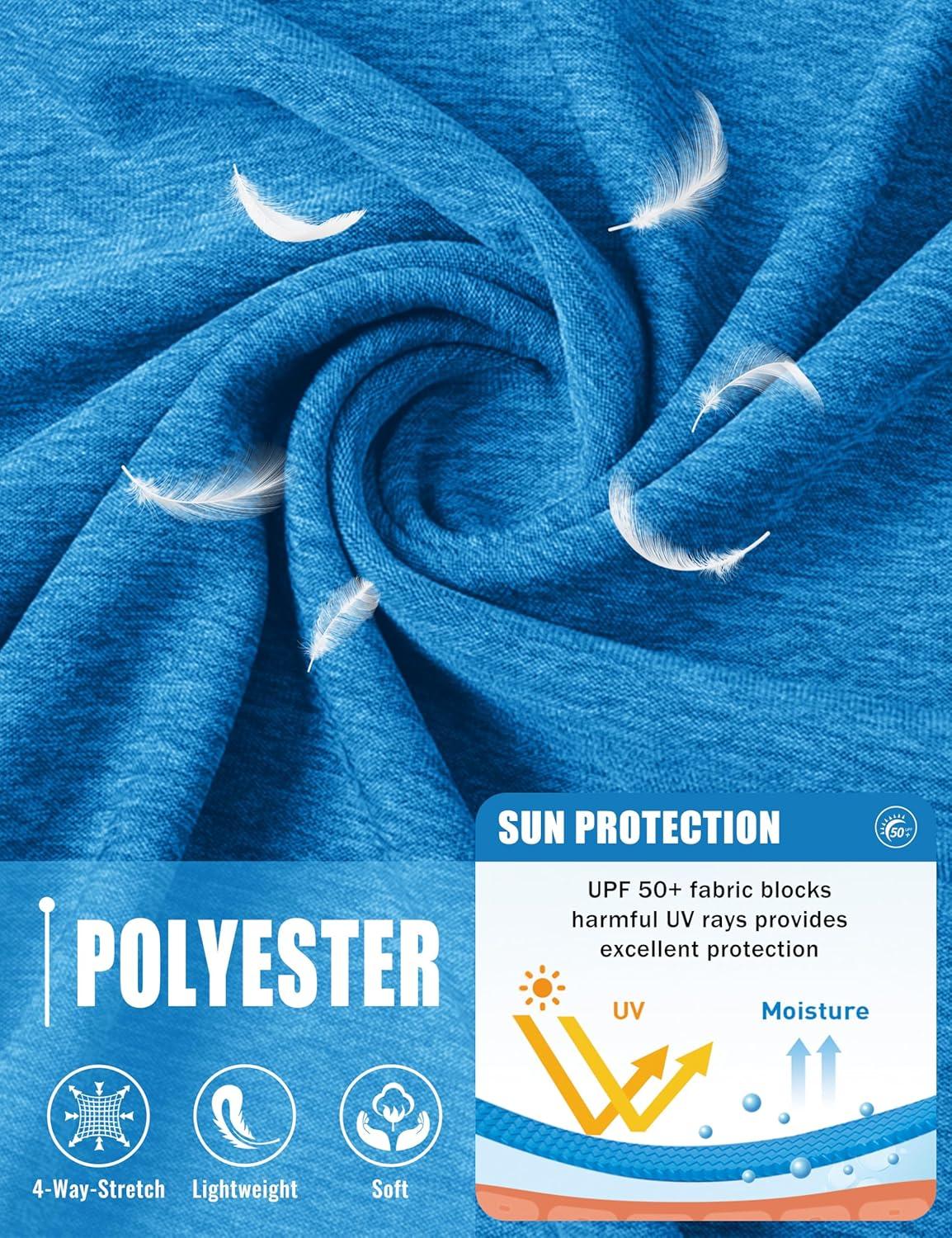 imageMAGCOMSEN Mens Long Sleeve Shirts UPF 50 UV Sun Protection Athletic Shirts for Hiking Running Workout Rash GuardSea Blue