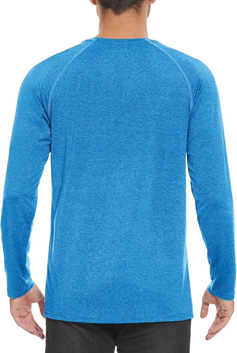 imageMAGCOMSEN Mens Long Sleeve Shirts UPF 50 UV Sun Protection Athletic Shirts for Hiking Running Workout Rash GuardSea Blue