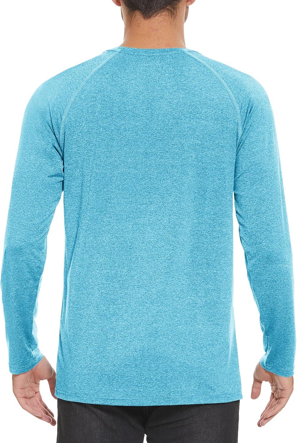 imageMAGCOMSEN Mens Long Sleeve Shirts UPF 50 UV Sun Protection Athletic Shirts for Hiking Running Workout Rash GuardWater Blue