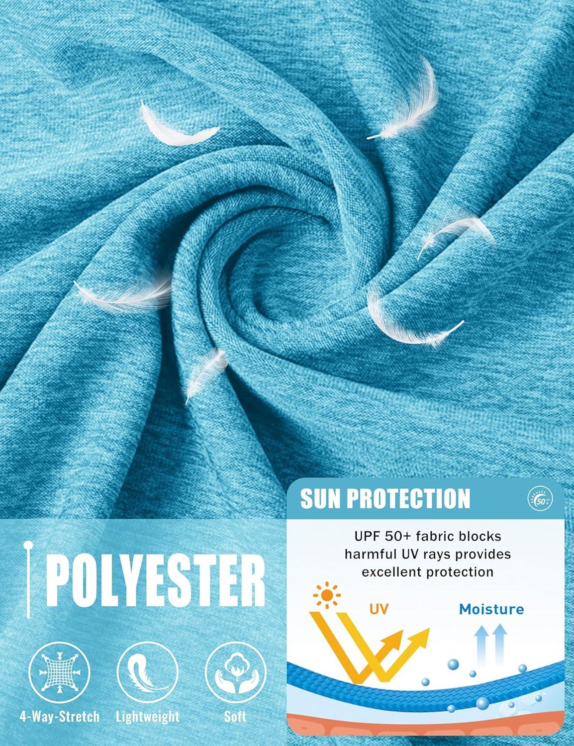 imageMAGCOMSEN Mens Long Sleeve Shirts UPF 50 UV Sun Protection Athletic Shirts for Hiking Running Workout Rash GuardWater Blue
