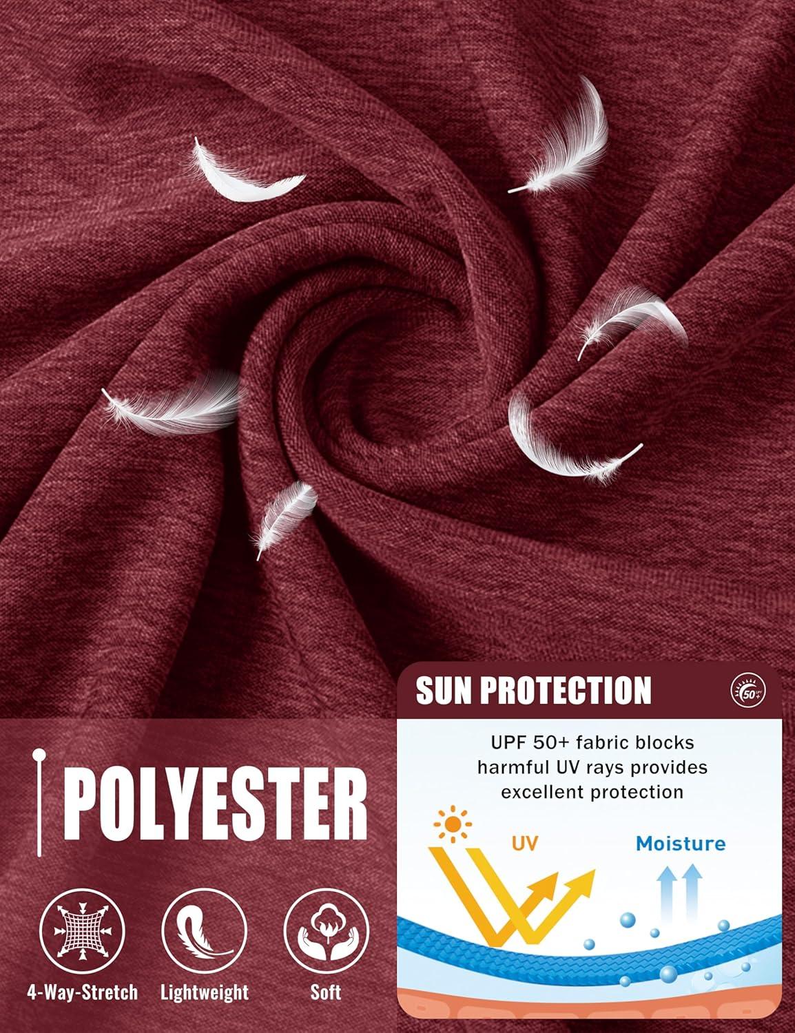 imageMAGCOMSEN Mens Long Sleeve Shirts UPF 50 UV Sun Protection Athletic Shirts for Hiking Running Workout Rash GuardWine Red