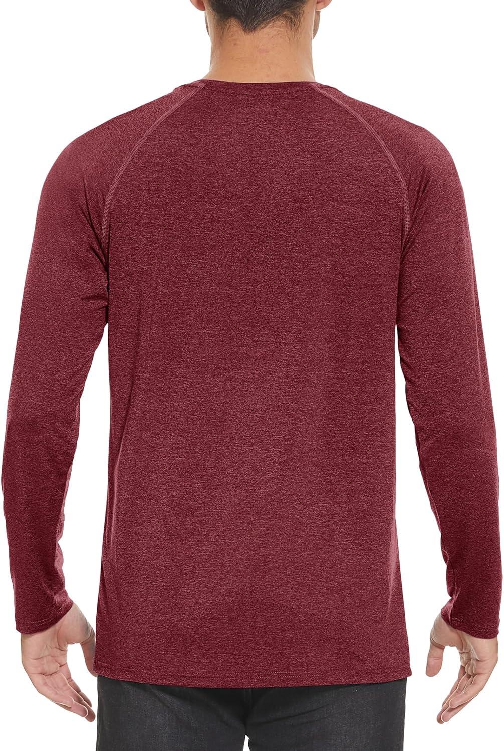 imageMAGCOMSEN Mens Long Sleeve Shirts UPF 50 UV Sun Protection Athletic Shirts for Hiking Running Workout Rash GuardWine Red