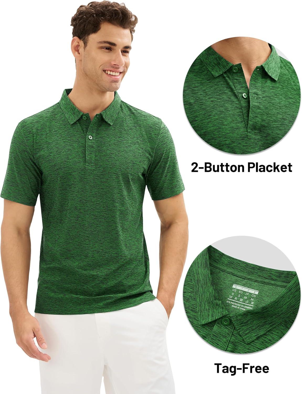 imageMAGCOMSEN Mens Polo Shirts Dry Fit Golf Shirts Moisture Wicking Athletic Workout Golf Polo Tees Casual Collared ShirtDark Green