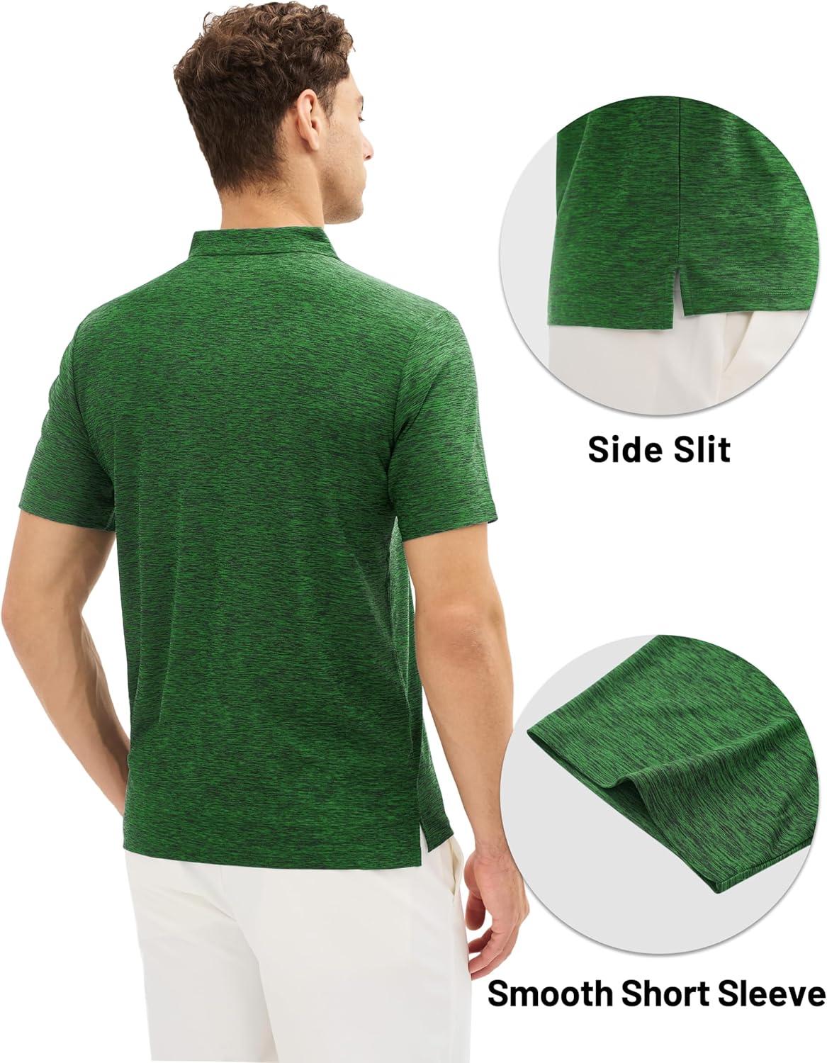 imageMAGCOMSEN Mens Polo Shirts Dry Fit Golf Shirts Moisture Wicking Athletic Workout Golf Polo Tees Casual Collared ShirtDark Green
