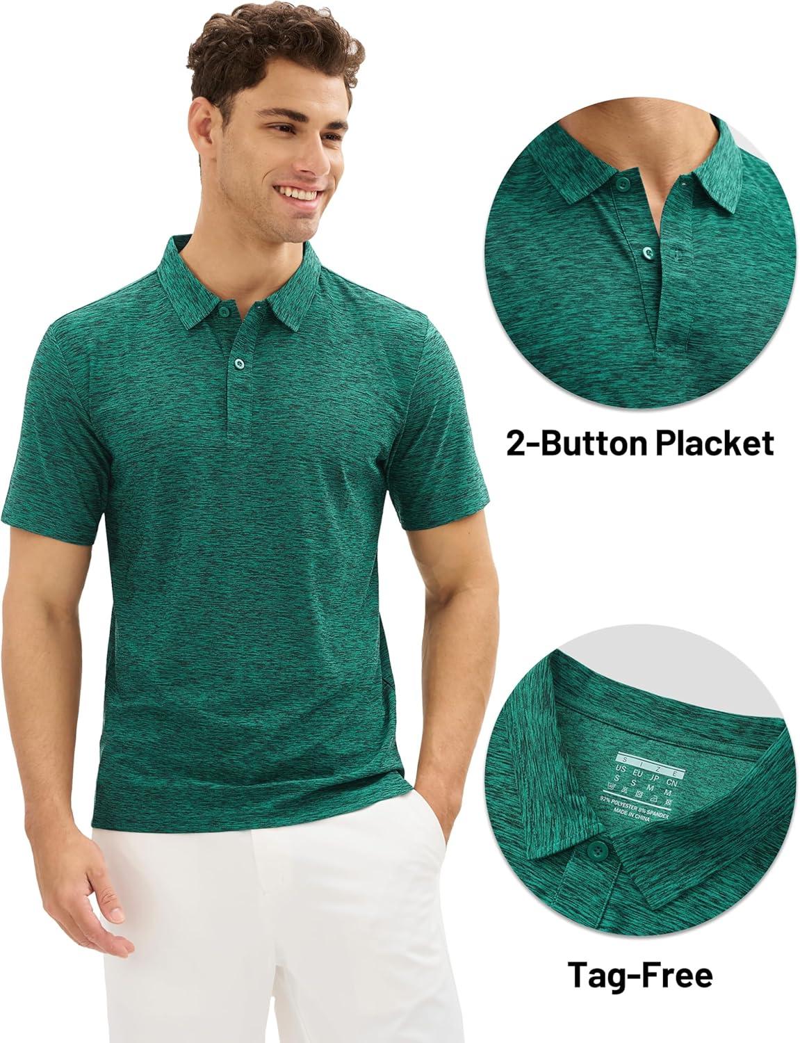 imageMAGCOMSEN Mens Polo Shirts Dry Fit Golf Shirts Moisture Wicking Athletic Workout Golf Polo Tees Casual Collared ShirtGreen