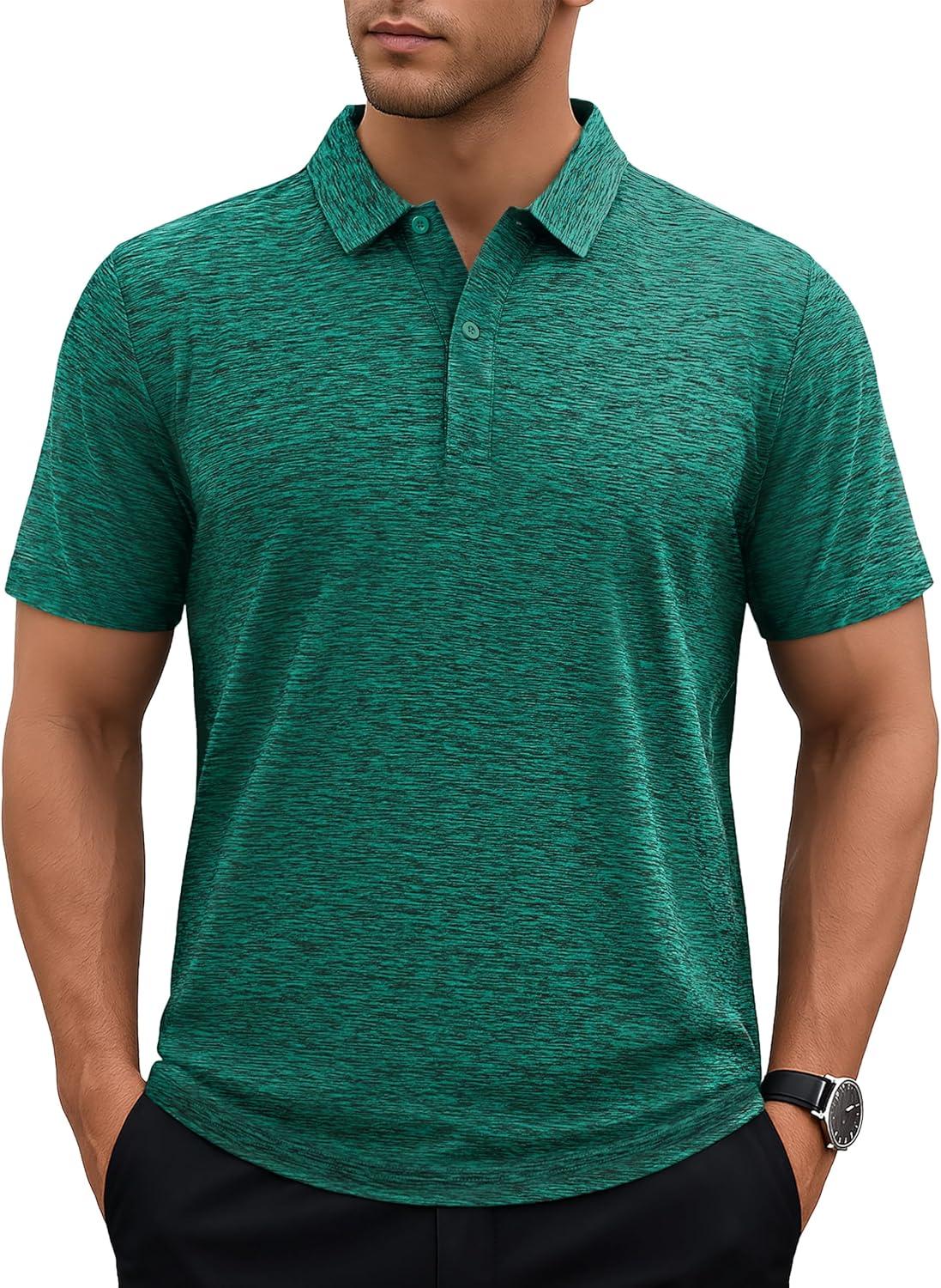 imageMAGCOMSEN Mens Polo Shirts Dry Fit Golf Shirts Moisture Wicking Athletic Workout Golf Polo Tees Casual Collared ShirtGreen