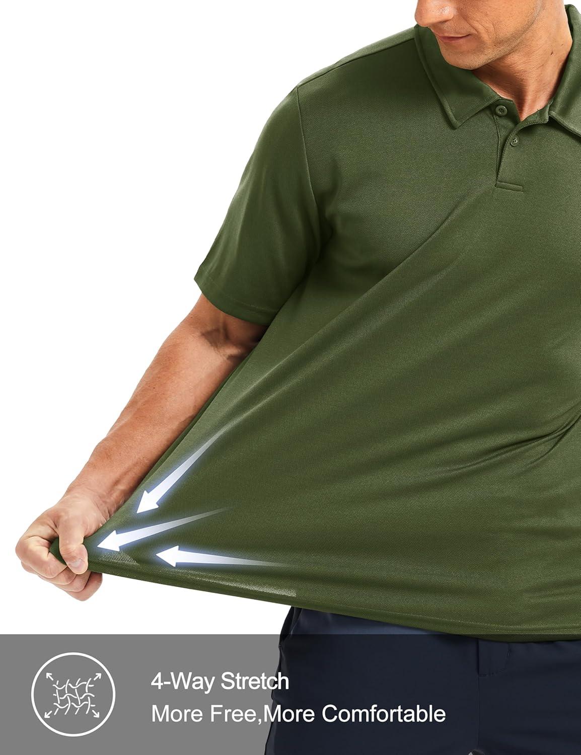 imageMAGCOMSEN Mens Polo Shirts Short Sleeve Collared Performance Dry Fit Breathable Golf Athletic CasualArmy Green