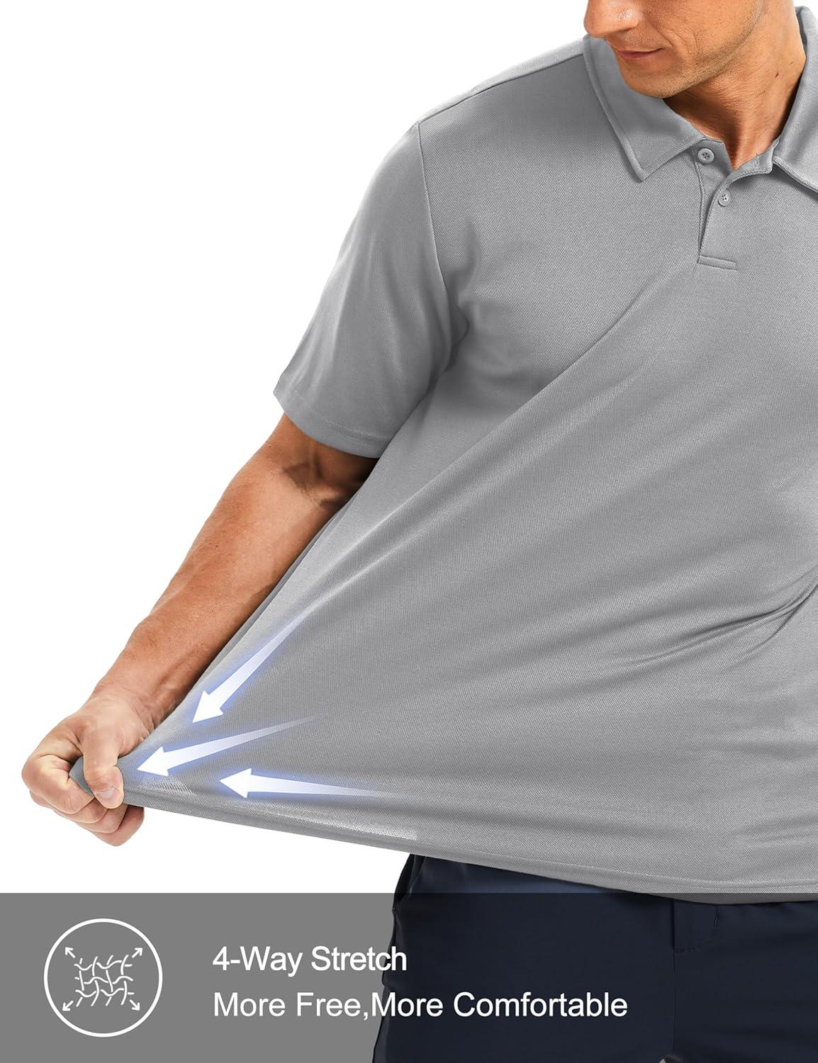 imageMAGCOMSEN Mens Polo Shirts Short Sleeve Collared Performance Dry Fit Breathable Golf Athletic CasualLight Gray