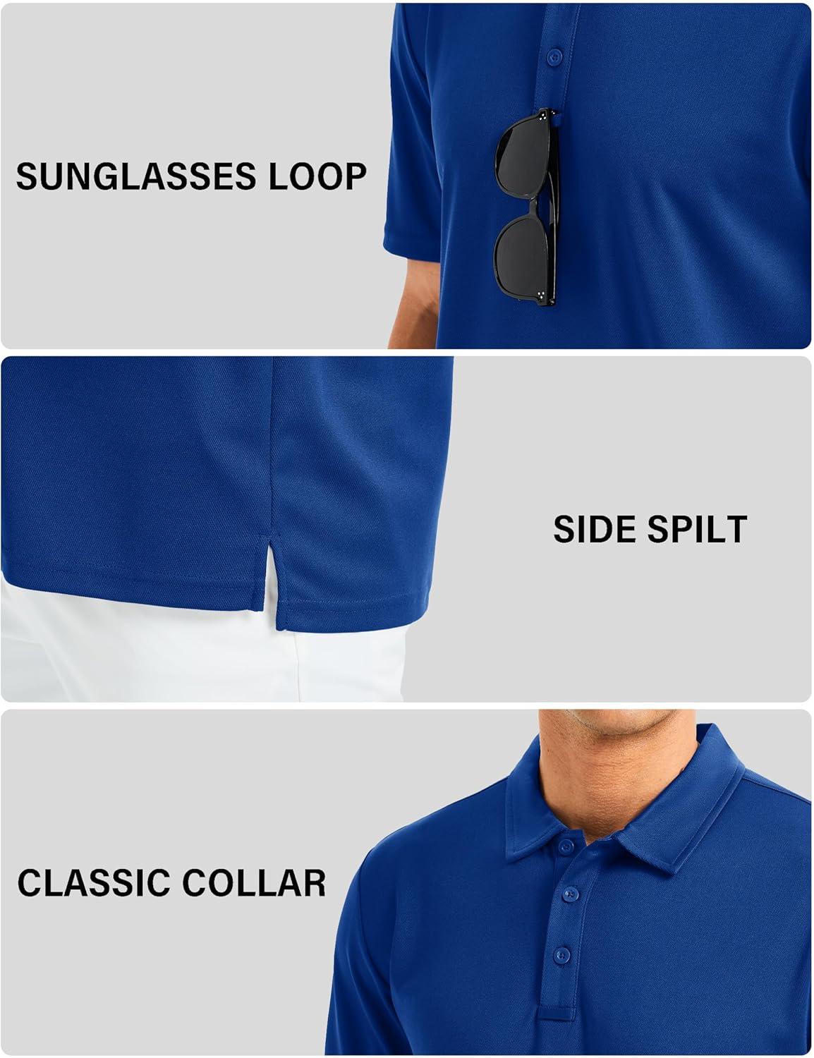imageMAGCOMSEN Mens Polo Shirts Short Sleeve Golf Quick Dry Collared Moisture Wicking Athletic Performance PolosColor Blue